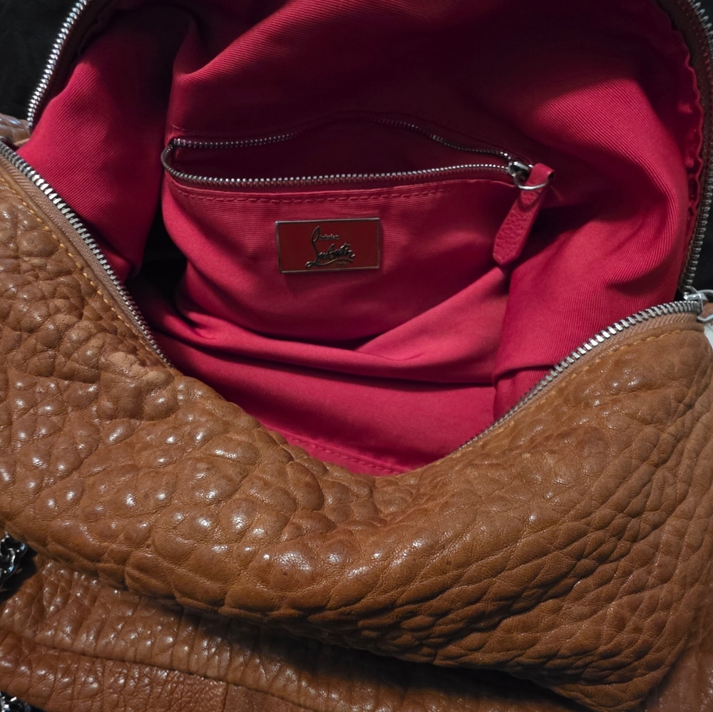 Christian Louboutin Brown and Red Leather Bag